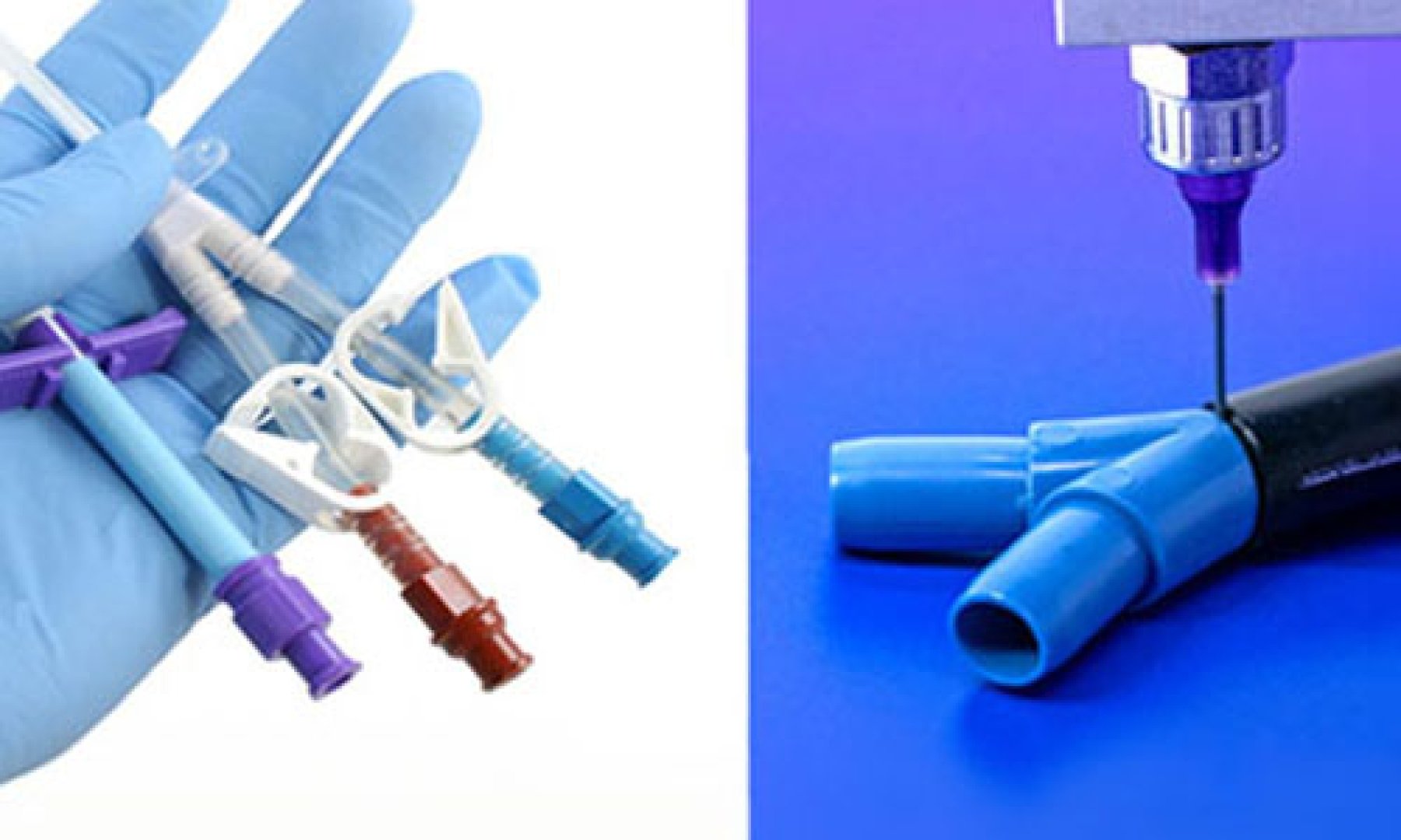 Opaque Substrates are Shown Bonded with Dymax Adhesives Formulated with Patented HLC Technology Which Enables Curing in Light and Darkness